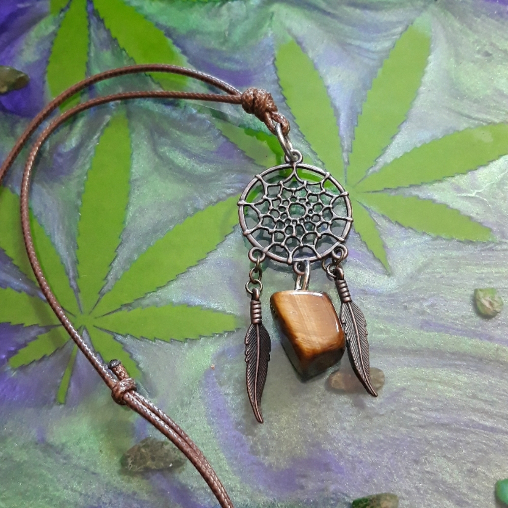 Tigers eye dreamcatcher pendant